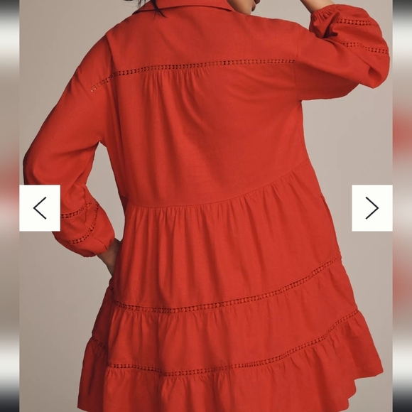 The Bettina Linen Blend Tiered Mini Shirt Dress By Maeve - Picture 2 of 12